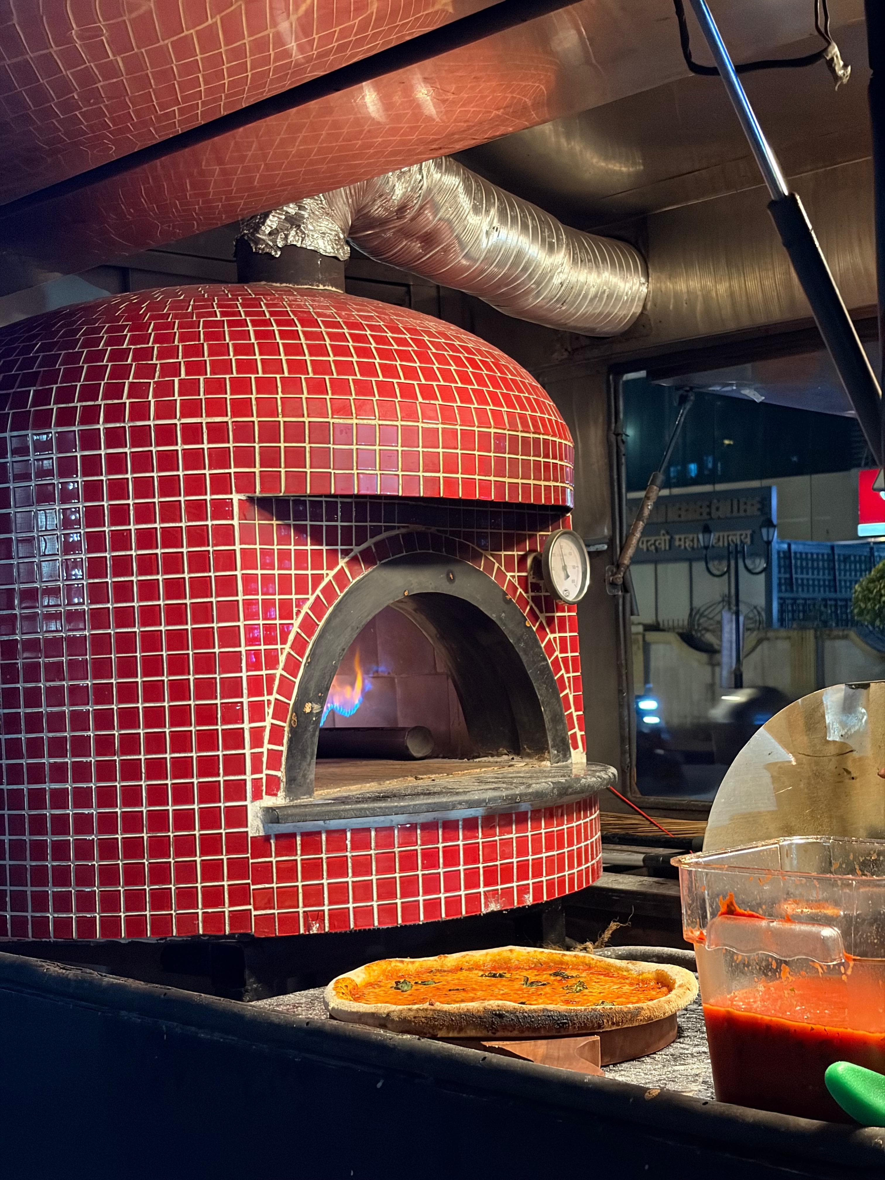 Wood and gas fired oven detail